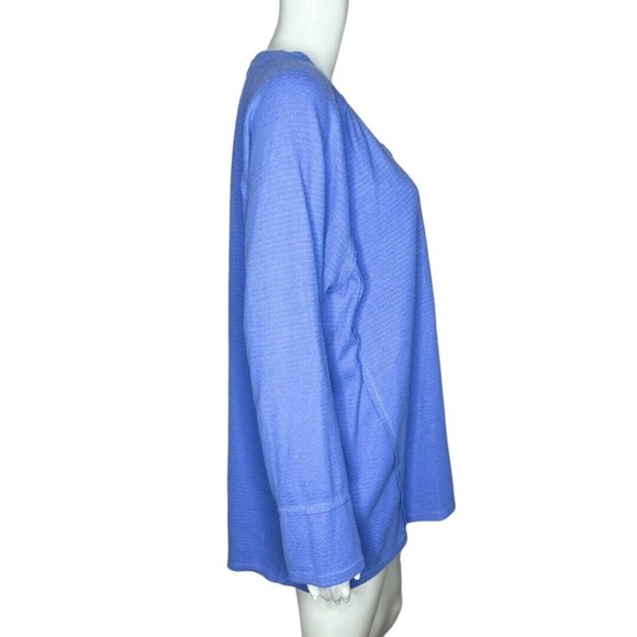Wildfox Women’s Haley Thermal Top Blue Brushed Long Sleeved V-Neck Size XXL - Picture 2 of 8